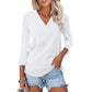 🌸Autumn Specials💐Women's 3/4 Sleeve V Neck Solid Color Top