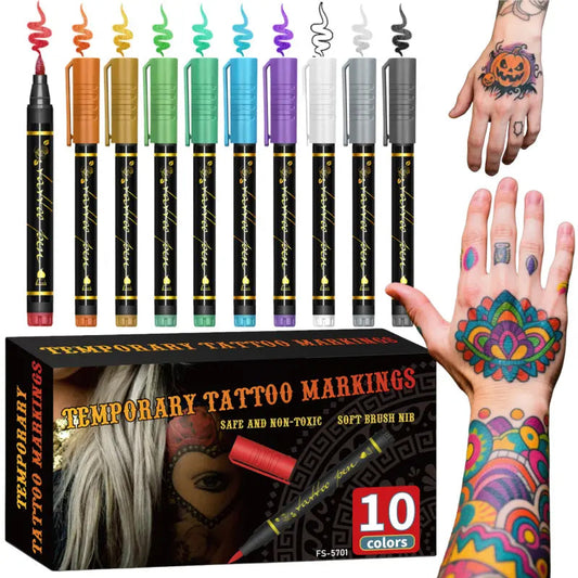 🎃HALLOWEEN PRE-SALE 49% OFF👻🎨10-Color Temporary Tattoo Markers Set