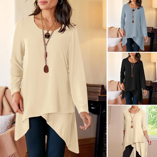 🍂Autumn Hot Sale 49% OFF🔥Women's Long Sleeve Asymmetrical Hem T-Shirt