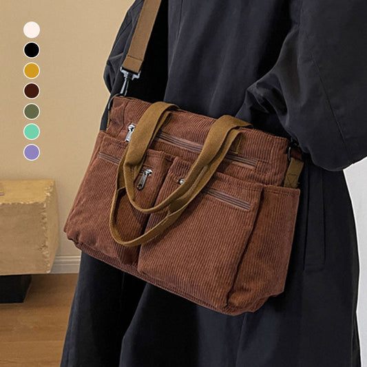 🎉This Week's Special Sales - 50% OFF✨Vintage Solid Color Corduroy Large Capacity Bag for Women