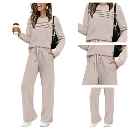 🔥LAST DAY SALE 59% OFF👍✨Women's Crew Neck Top & Drawstring Pants Set