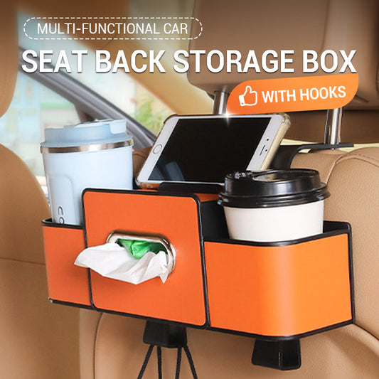 🚗✨ Multi-Functional Car Seat Back Storage Box with Hooks 🪝📦