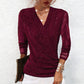 🔥Hot Sale Offers-Women's Sparkle Crossover V-Neck Long Sleeve Top