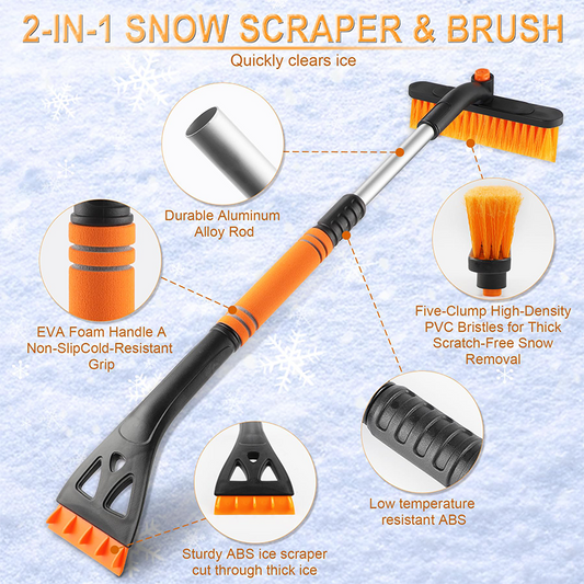 📢📢 LAST DAY SALE 50% OFF!!🛻2-in-1-snow-scraper-brush-for-car-windshield
