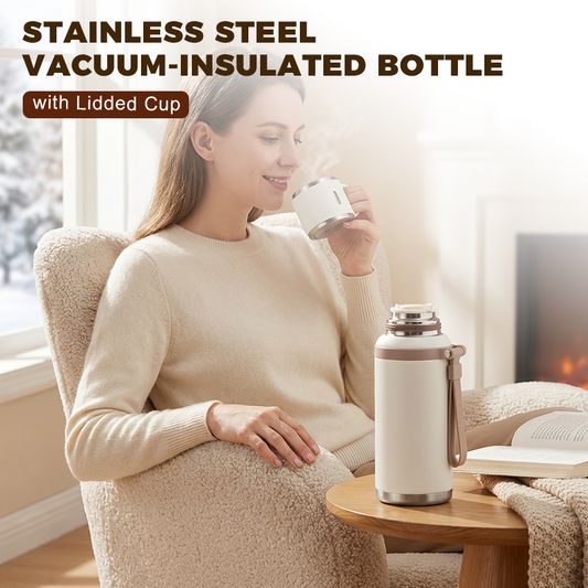 💥LAST DAY 60% OFF ☕2 in 1 Stainless Steel Vacuum Insulated Bottle with Lidded Cup🍵