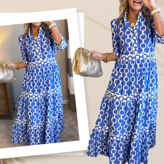 🎁Last Day Promotion 60% OFF💃Women’s Geometric Print V-Neck Maxi Dress