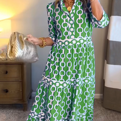 🎁Last Day Promotion 60% OFF💃Women’s Geometric Print V-Neck Maxi Dress