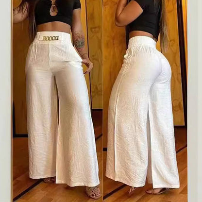 ⏳Time-Limited Special⏰Women's High-Waist Wide-Leg Trousers with Belt Accent