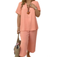 🔥Hot Sale 50% OFF!!💕Women's Casual Short Sleeve Top & Wide Leg Pants Set☁️