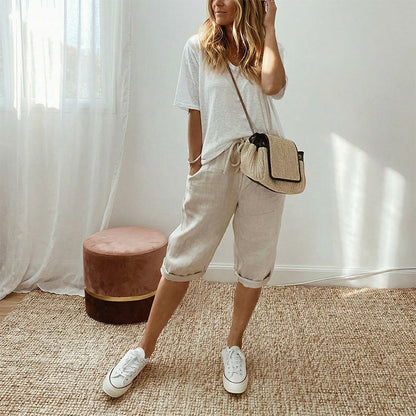⏳Time-Limited 50% OFF! 👖⏰Women’s Casual Cotton Linen Capris
