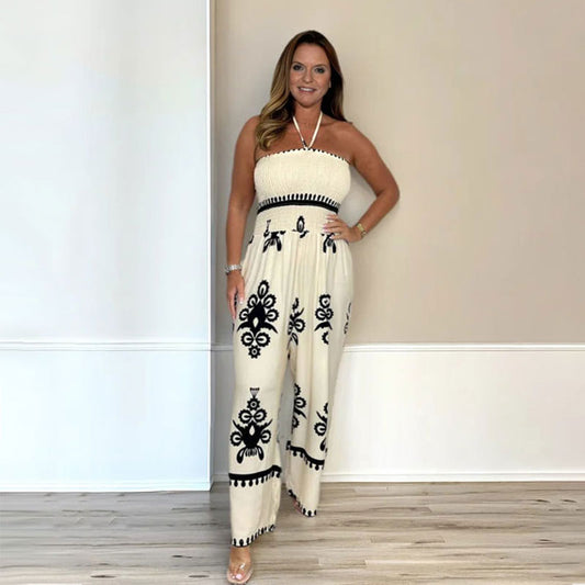 ⏳Last Day-50% OFF!!🌸Women's Sleeveless Halter Wide-leg Jumpsuit