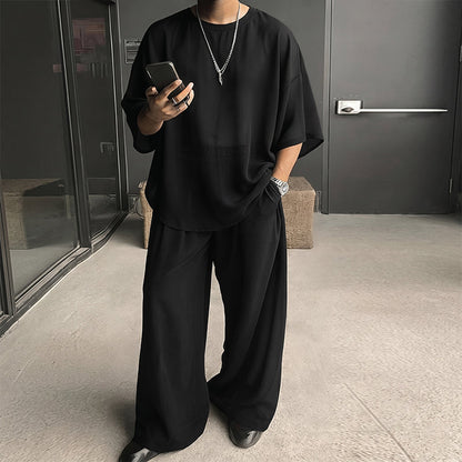 🔥Last Day Sale 60% OFF⏰👔Men's T-Shirt & Wide-Leg Pants 2-Piece Set🎁