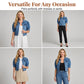 📢📢Last Day-50% OFF!!⏰ Women's Puff Short Sleeve Cropped Denim Jacket