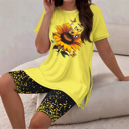 🌈✨ FLASH SALE 49% OFF! 👚 Women’s Printed Tunic Top & Shorts Set🩳