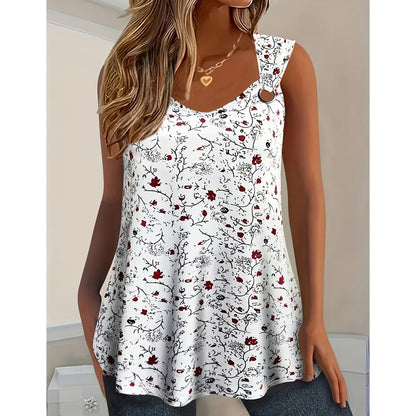 👚 50% OFF NOW! 🌸 Women's Summer Floral Print Sleeveless Tank Top Plus Size