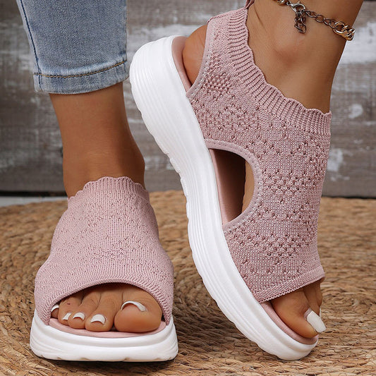 ⏳LAST DAY SALE 60% OFF!🔥🔥Women's Breathable Knit Platform Sandals