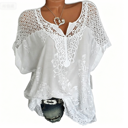 🔥 2026 Hot Sale 50% OFF🔥Women’s Elegant Lace Embroidered V-Neck Top