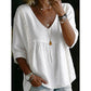 🌺Summer Hot Sale 50% OFF💐Women's Casual V-Neck Lace Trim Top