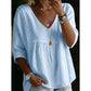 🌺Summer Hot Sale 50% OFF💐Women's Casual V-Neck Lace Trim Top