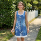 👗Summer Hot Sale 50%OFF☀️Women's Faux Two-Piece Denim Print Dress  ✨
