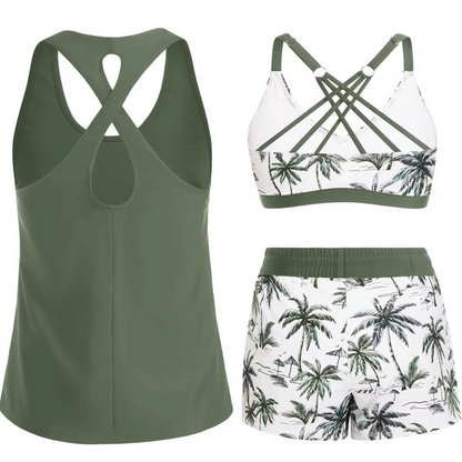 📢Limited-time 50% OFF👙Women's 3-piece tankini swimsuit set with shorts🌊