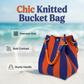 🏆👜 Limited Time Special Price ￡8.99!!✨ Boho Striped Knit Bucket Handbag for Women – Handmade Summer Beach Shoulder Bag