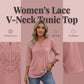 💗Limited time special price - £11.99💕Lace-Trim V-Neck Blouse – Breathable Fabric & Flattering Drape