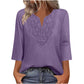 💗Limited time special price - £11.99💕Lace-Trim V-Neck Blouse – Breathable Fabric & Flattering Drape