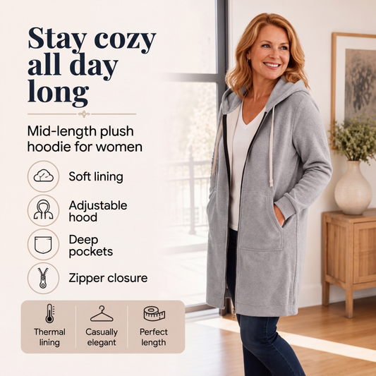 📢📢Special Sale - 60% Off!!🔥✨Women's Casual Zip up Fleece Hoodies Tunic Sweatshirt