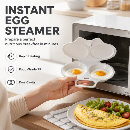 🥳2026 HOT SALE🥳💞50K+ SOLD! 🥗🎁 50% OFF!! Microwave Egg Poacher – Dual-Cavity Steamer, Rapid Heating, Non-Stick PP – Ideal for Home, Office & Travel! 🔥