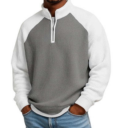 🔥Limited time offer 50% OFF✨Men's Waffle Knit Quarter Zip T-Shirt