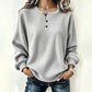 🎉 This Week's Special Sales - 60% OFF ✨ Women's Casual Waffle Knit Sweatshirt Loose Long‑Sleeve Button Neck Pullover