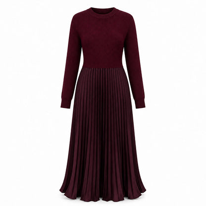 🌸LAST DAY SALE - 50% OFF!!✨ Effortless Elegance | Women's Pleated Round-Neck Maxi Dress 🌟
