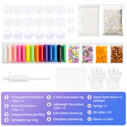 📢📢50% OFF !! ⏰DIY Clay Squeeze Ball Craft Kit Slow Stress Relief Handmade Toy Set for Kids